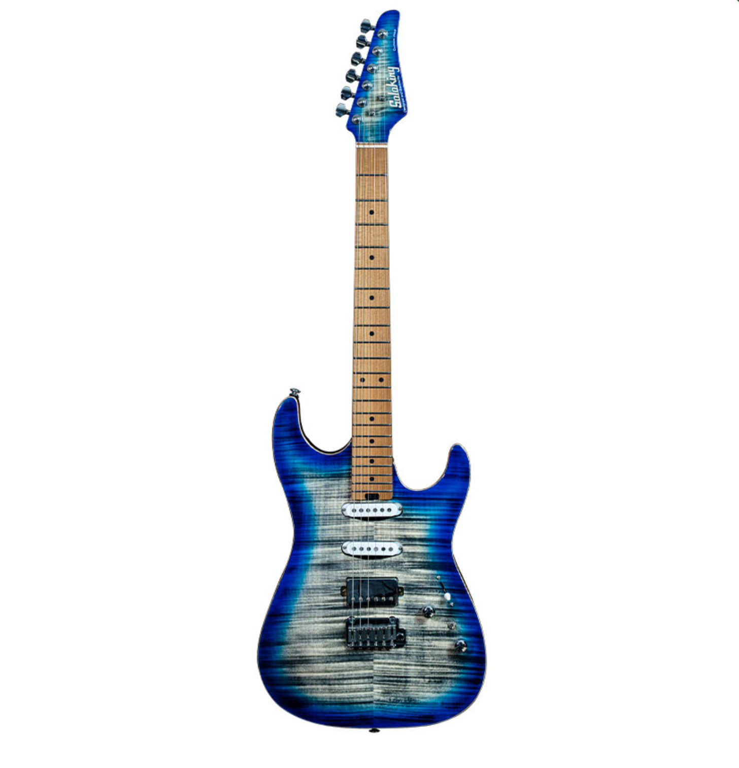 Soloking MS-1 Custom HSS Flame Maple Blue Burst