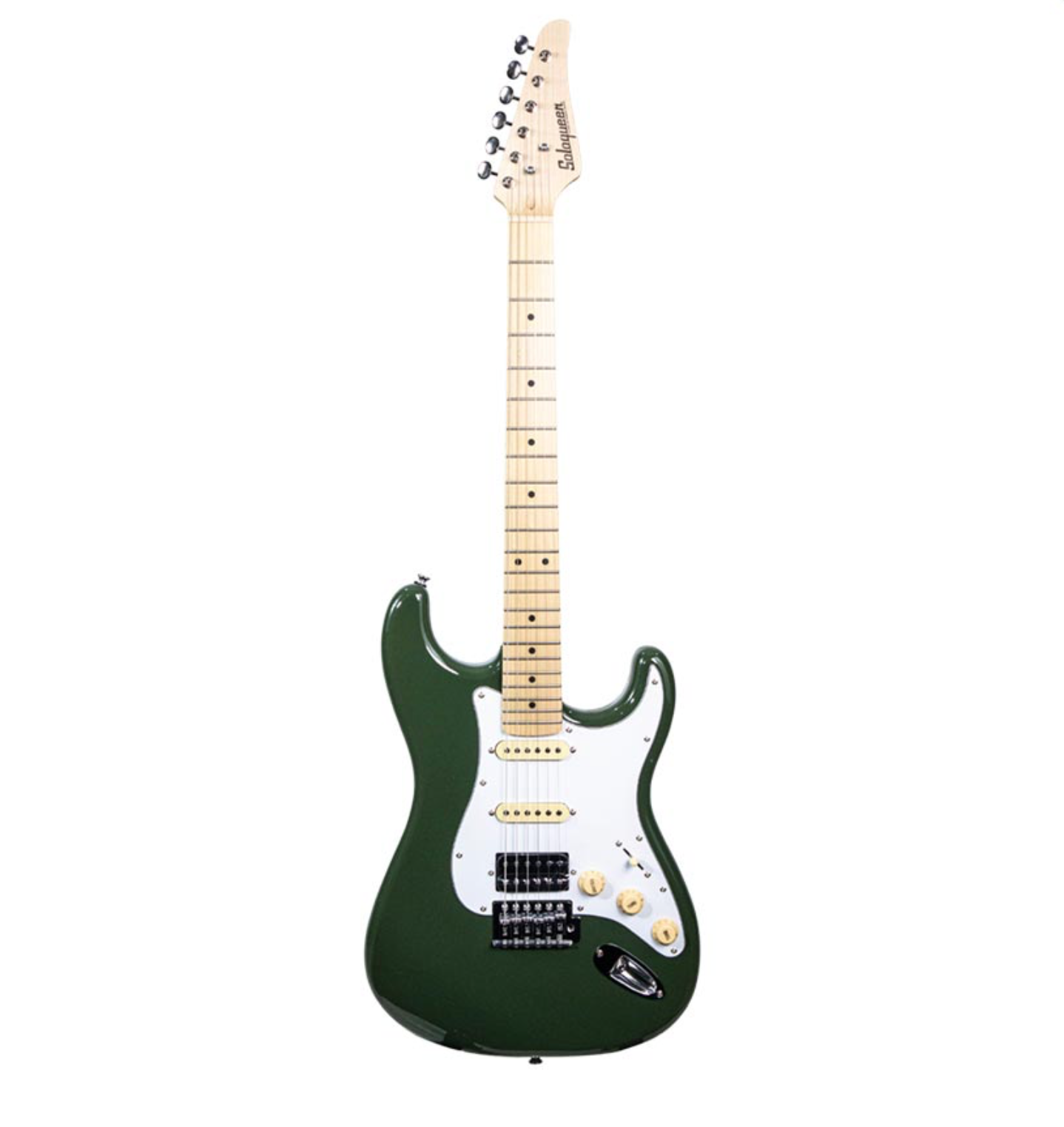 Soloqueen Stratocaster HSS Maple FB Olive Green