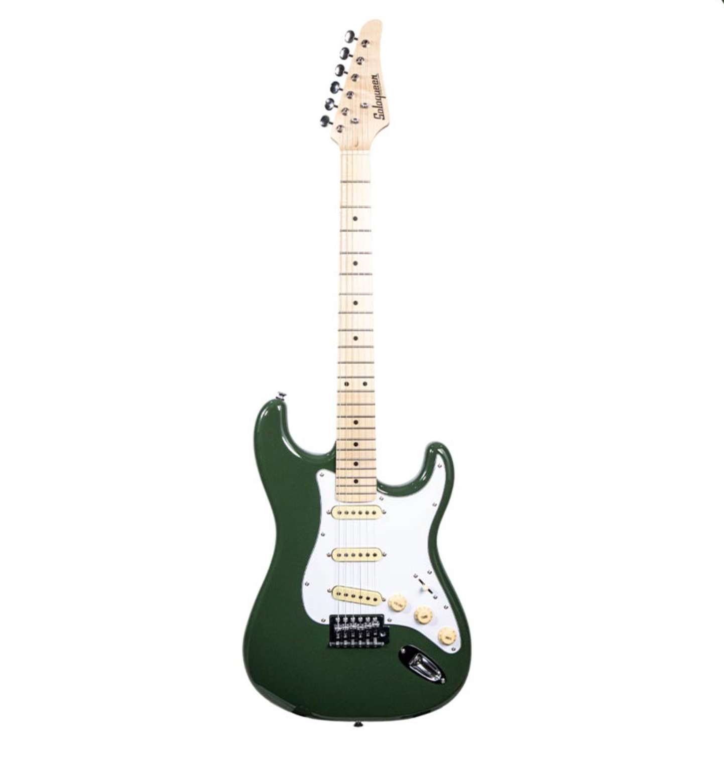 Soloqueen Stratocaster SSS Maple FB Olive Green