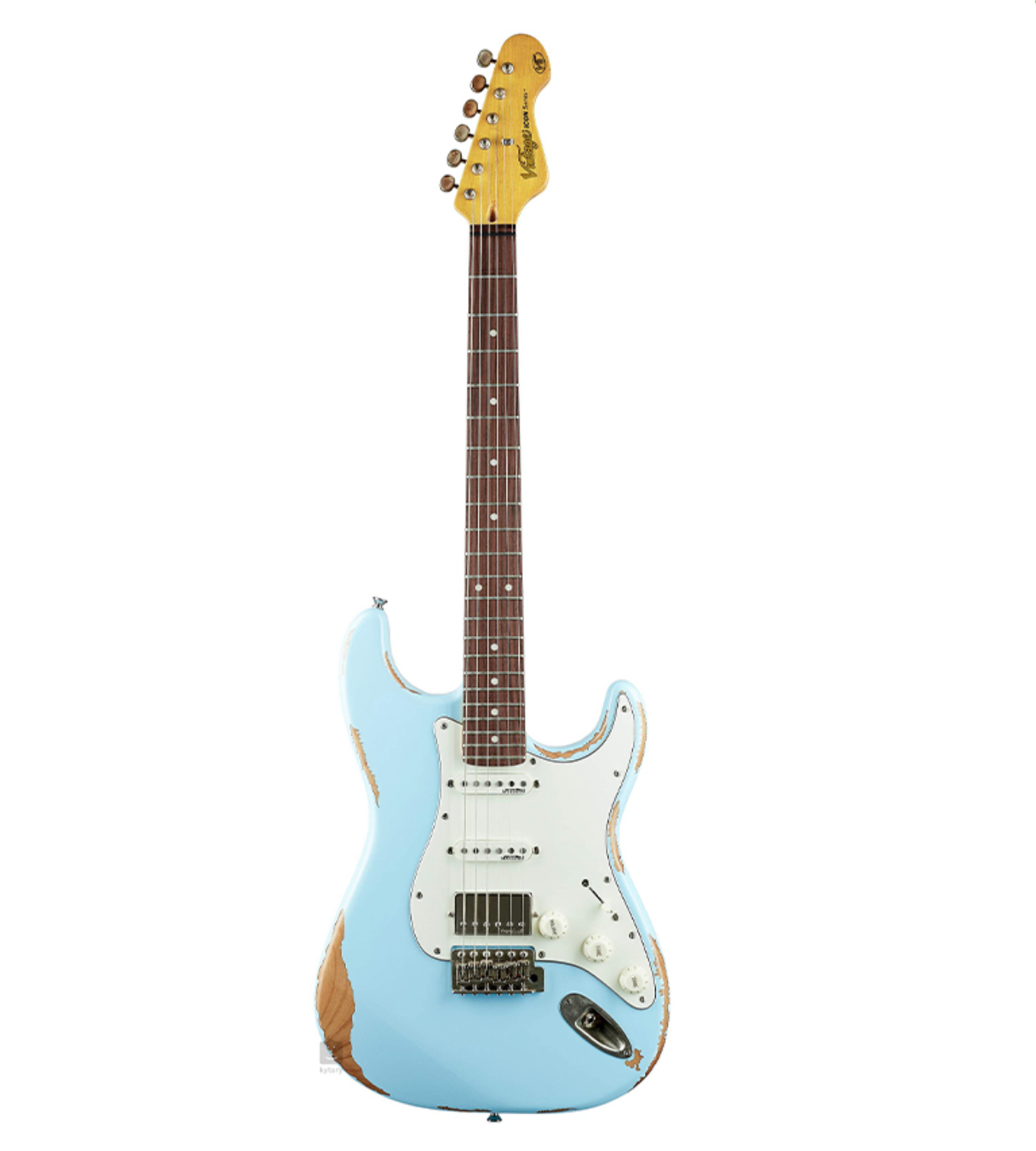 Vintage V6H ICON HSS [Ultra-Gloss Distressed Laguna Blue]